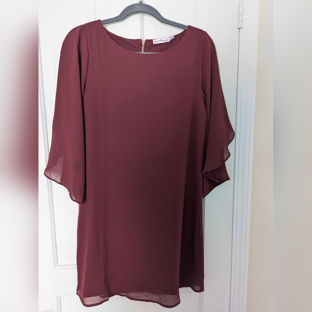 Maroon/ burgundy 3/4 loose sleeves dress